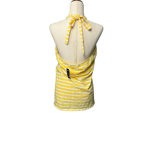 Ann Taylor Loft Yellow & White Striped Halter Top Size XL Beachy NWT - Picture 2 of 5